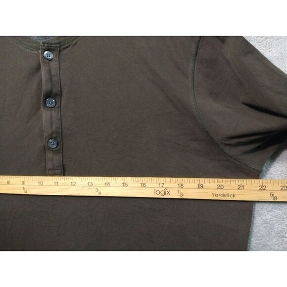 Banana Republic Shirt Mens Large Green Henley Long Sleeve Cotton Casual - Picture 4 of 7